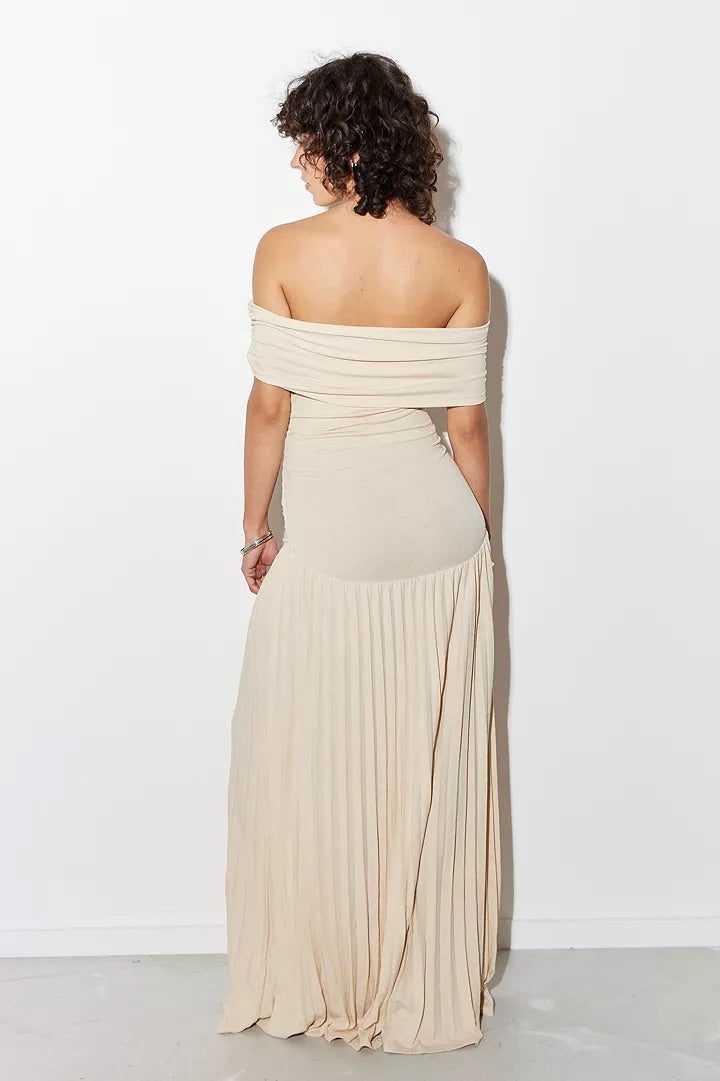 Off-Shoulder Pleated Wedding Guest Maxi Dress for Women - View 12