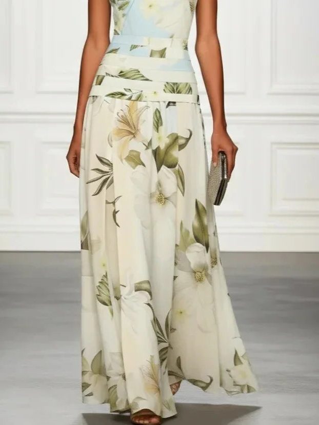 Belted Floral Maxi Dress for Women - View 5