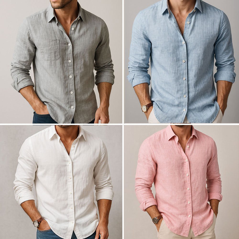 Linen Button-Down Shirt for Men - View 5