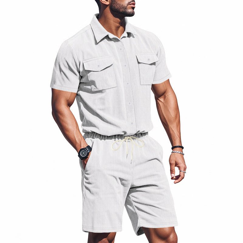 Short Sleeve Shirt and Shorts Set for Men - View 6