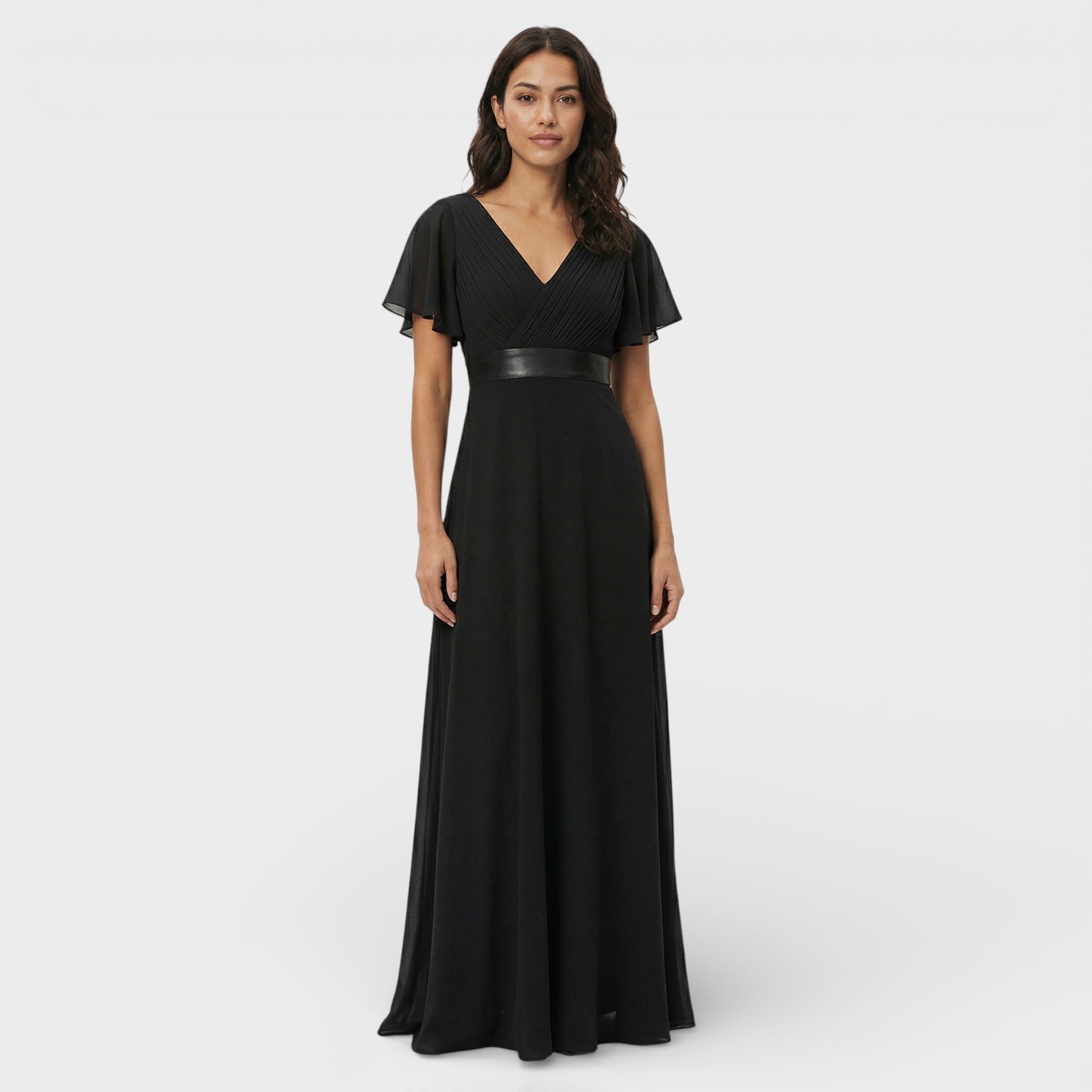 V-Neck Pleated Wedding Guest Maxi Dress for Women - View 12