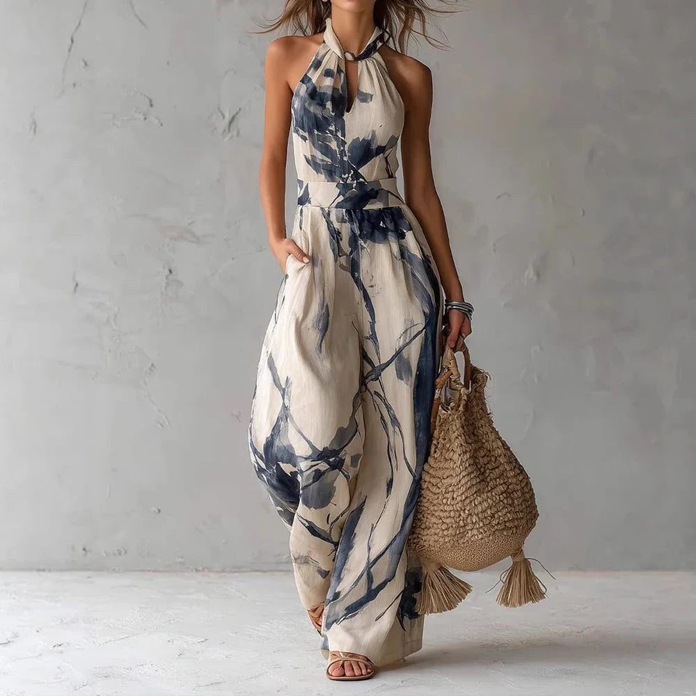 Halter Maxi Dress for Women - Light Blue
