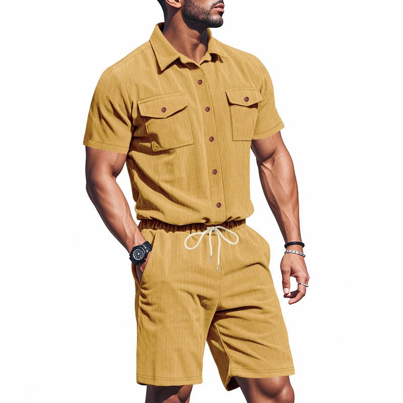 Short Sleeve Shirt and Shorts Set for Men - View 8