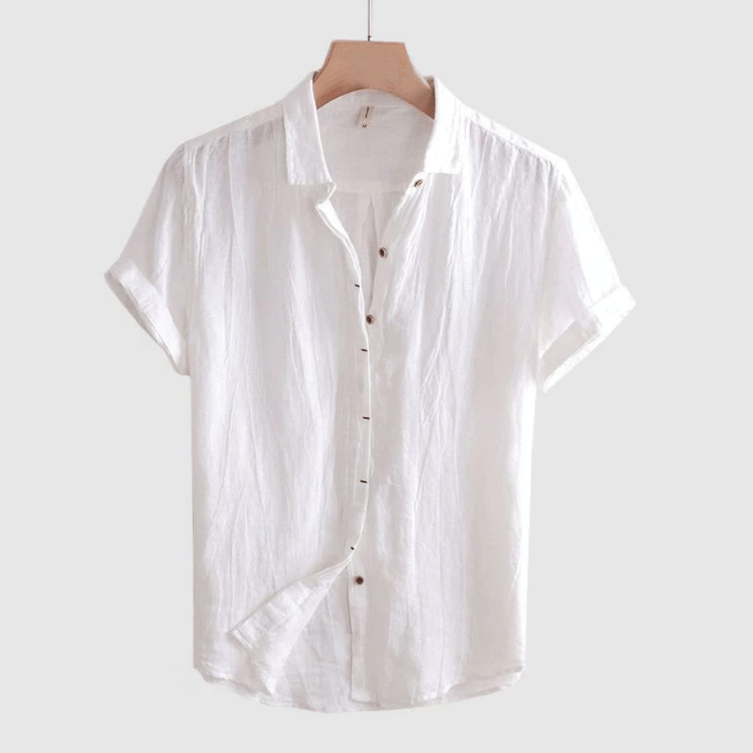 Linen Short Sleeve Shirt for Men - White