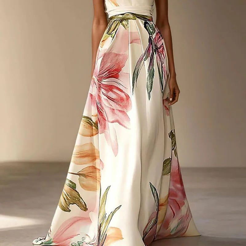 Halter Neck Floral Maxi Dress for Women - View 3