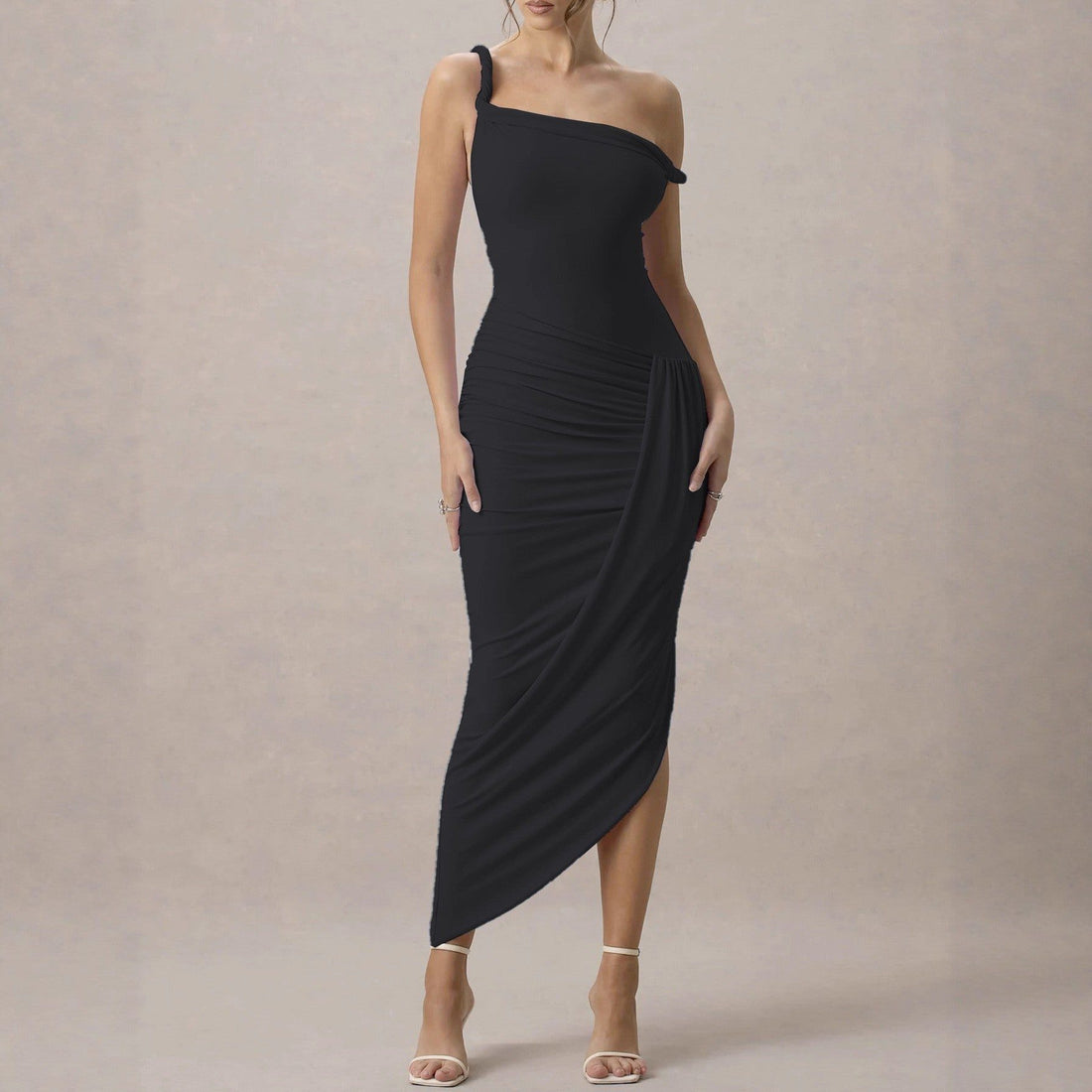 One-Shoulder Gathered Wedding Guest Maxi Dress for Women - View 2