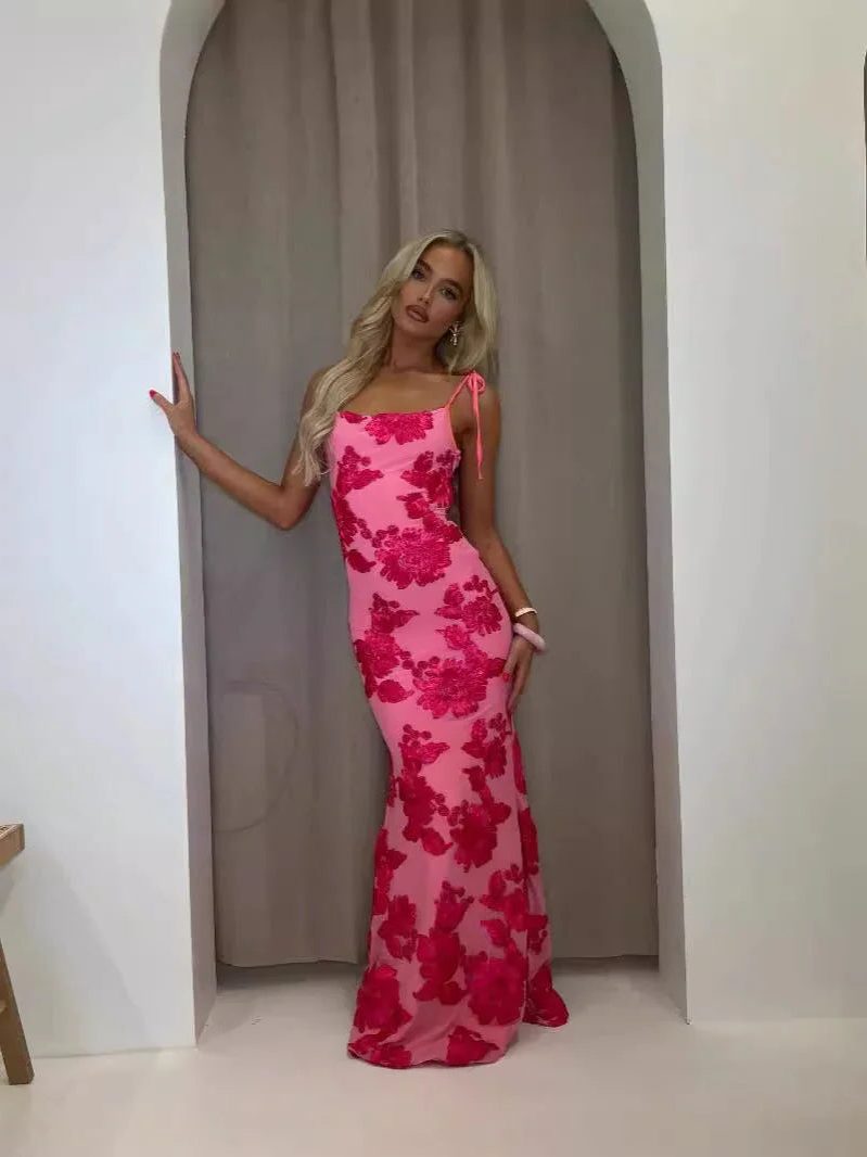 Sequin Floral Wedding Guest Maxi Dress for Women - View 7
