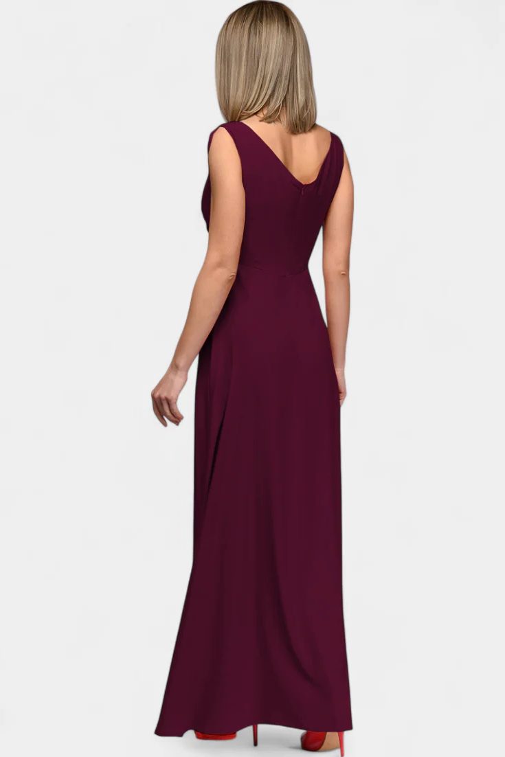 V-Neck Wrap Maxi Dress with Side Split for Women