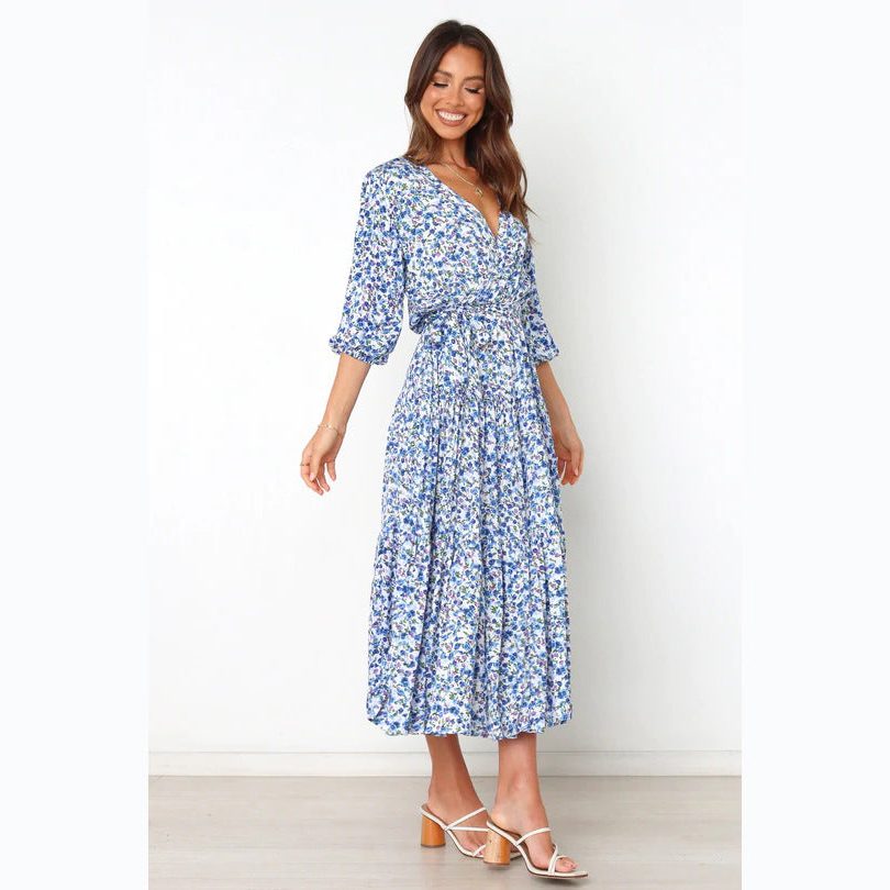 Floral V-Neck Wedding Guest Maxi Dress for Women - View 3