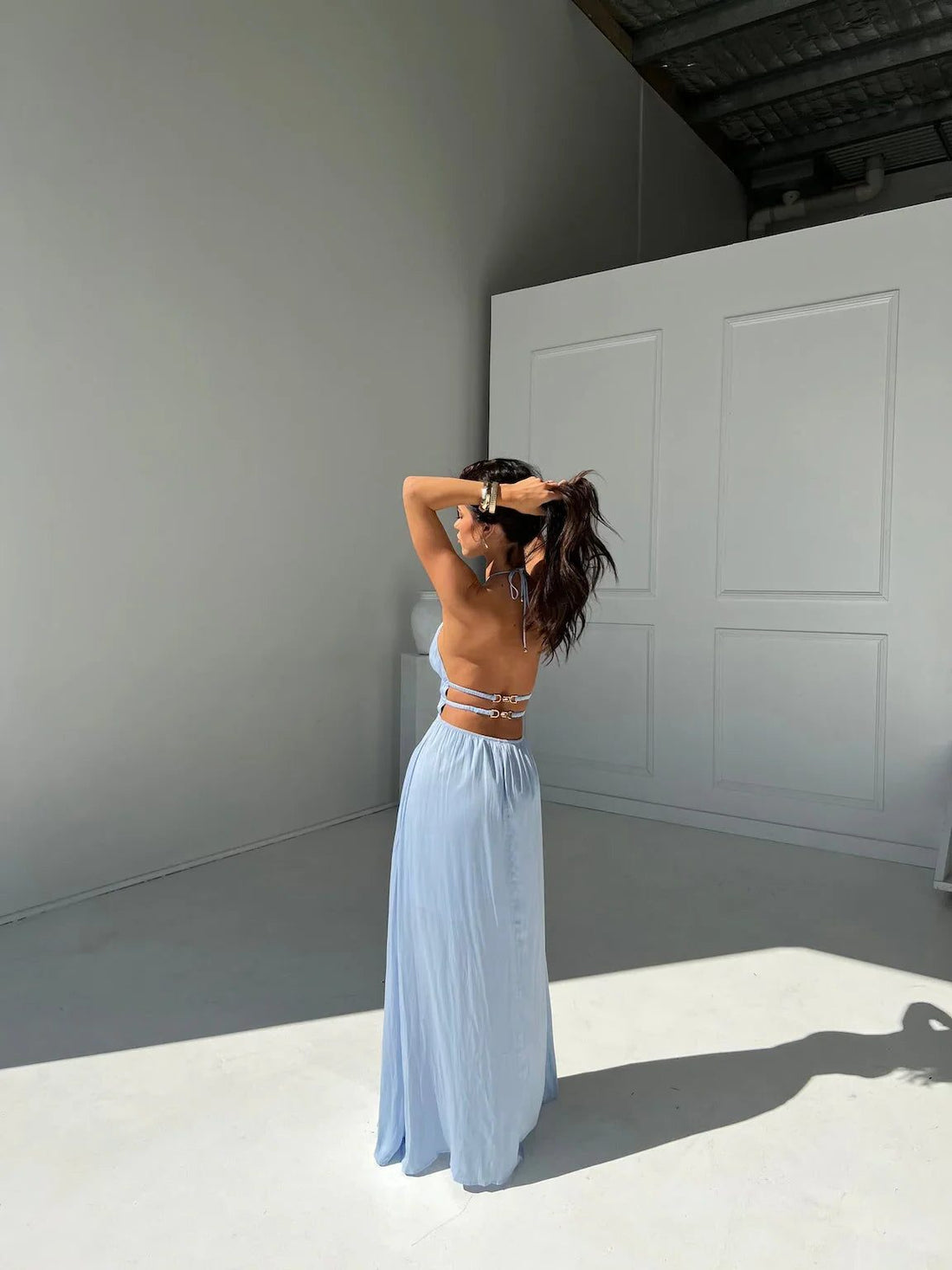Halter Neck Cut-Out Wedding Guest Maxi Dress for Women