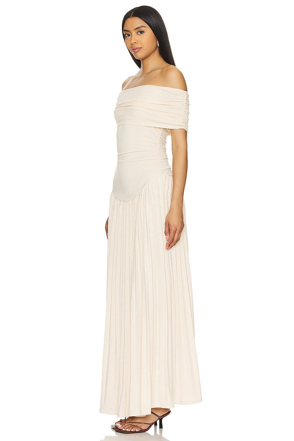 Off-Shoulder Pleated Wedding Guest Maxi Dress for Women - View 15