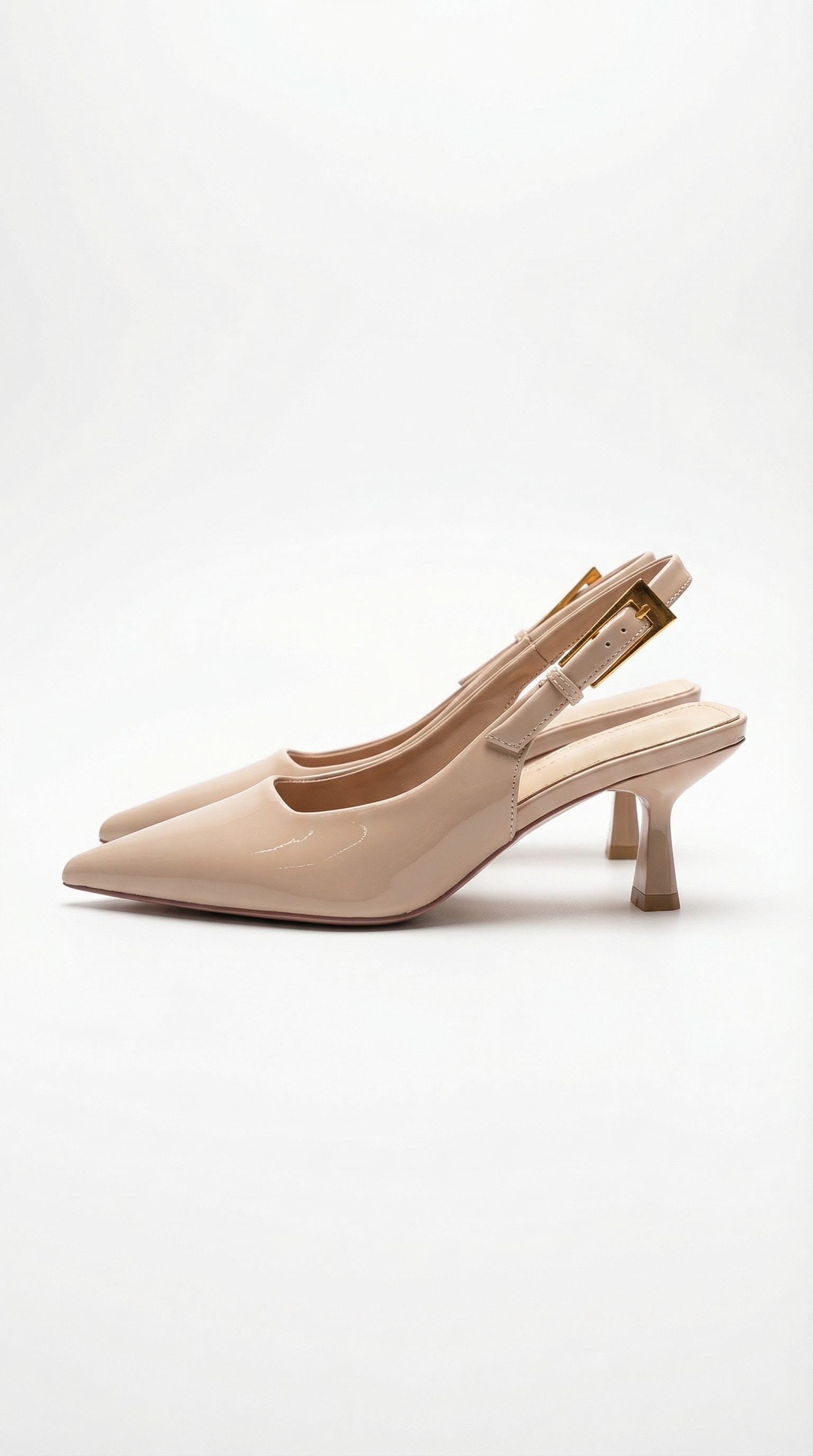 Pointed Toe Kitten Heel Slingback Court Heels for Women - Beige