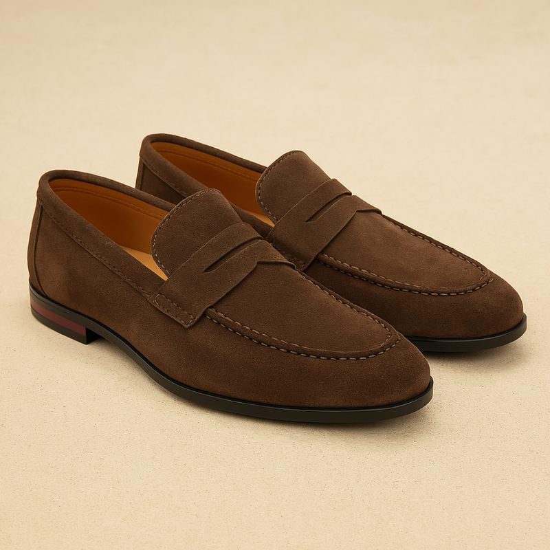 Suede Slip-On Loafer for Men - Marrone