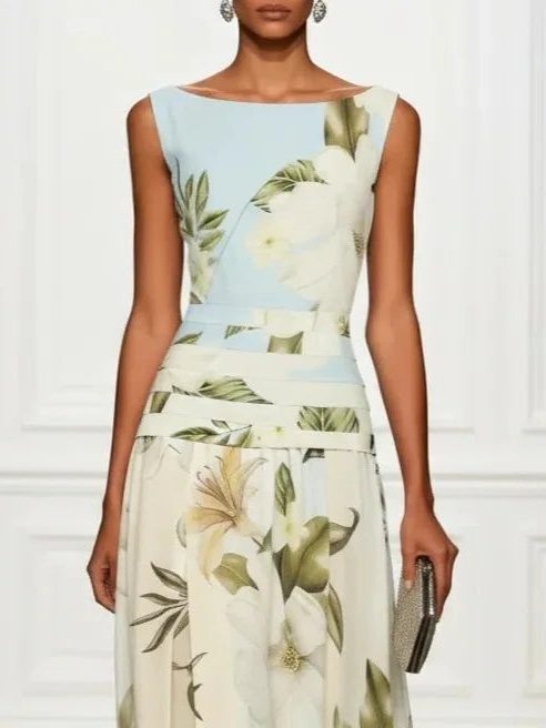 Belted Floral Maxi Dress for Women - View 6