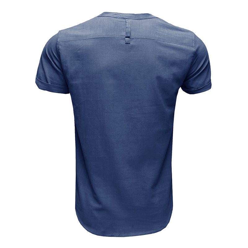 Linen Short Sleeve Henley Shirt for Men - View 5