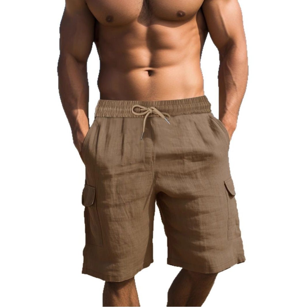 Linen Cargo Shorts with Drawstring Waist for Men - View 5