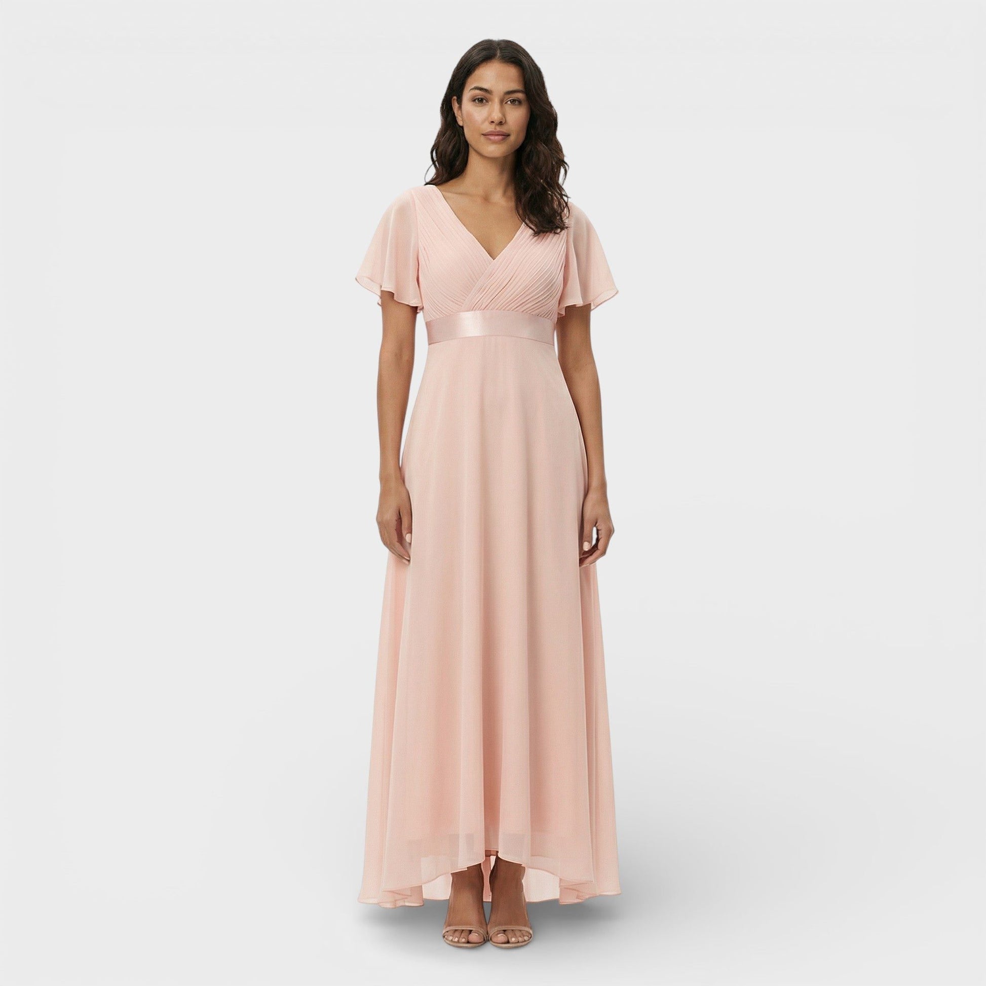 V-Neck Pleated Wedding Guest Maxi Dress for Women - View 8