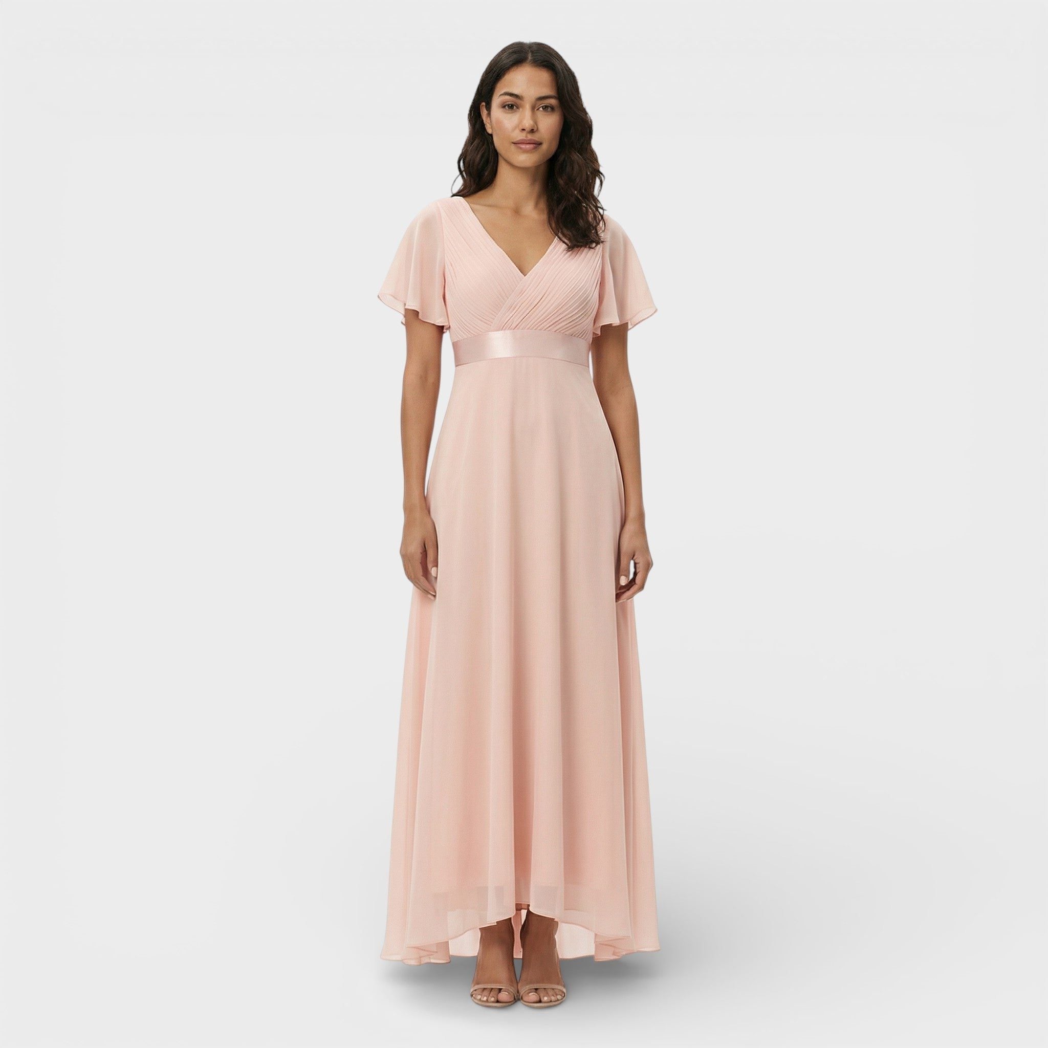V-Neck Pleated Wedding Guest Maxi Dress for Women - View 8