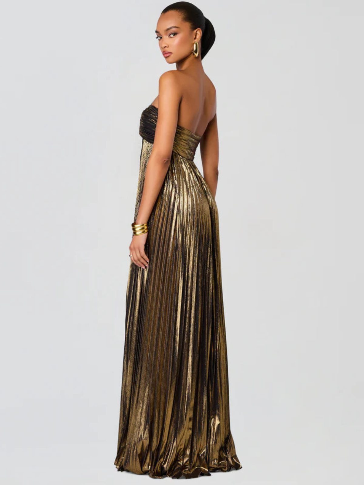 Strapless Wedding Guest Maxi Dress with Twisted Bodice and High Split for Women - View 8