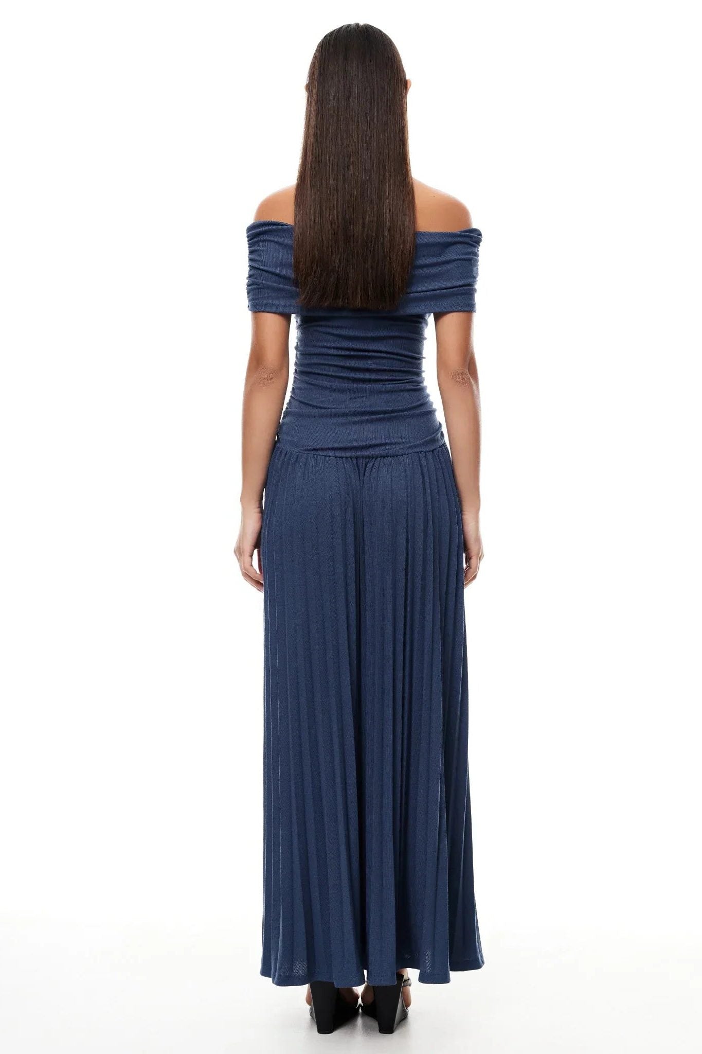 Off-Shoulder Pleated Wedding Guest Maxi Dress for Women - View 22