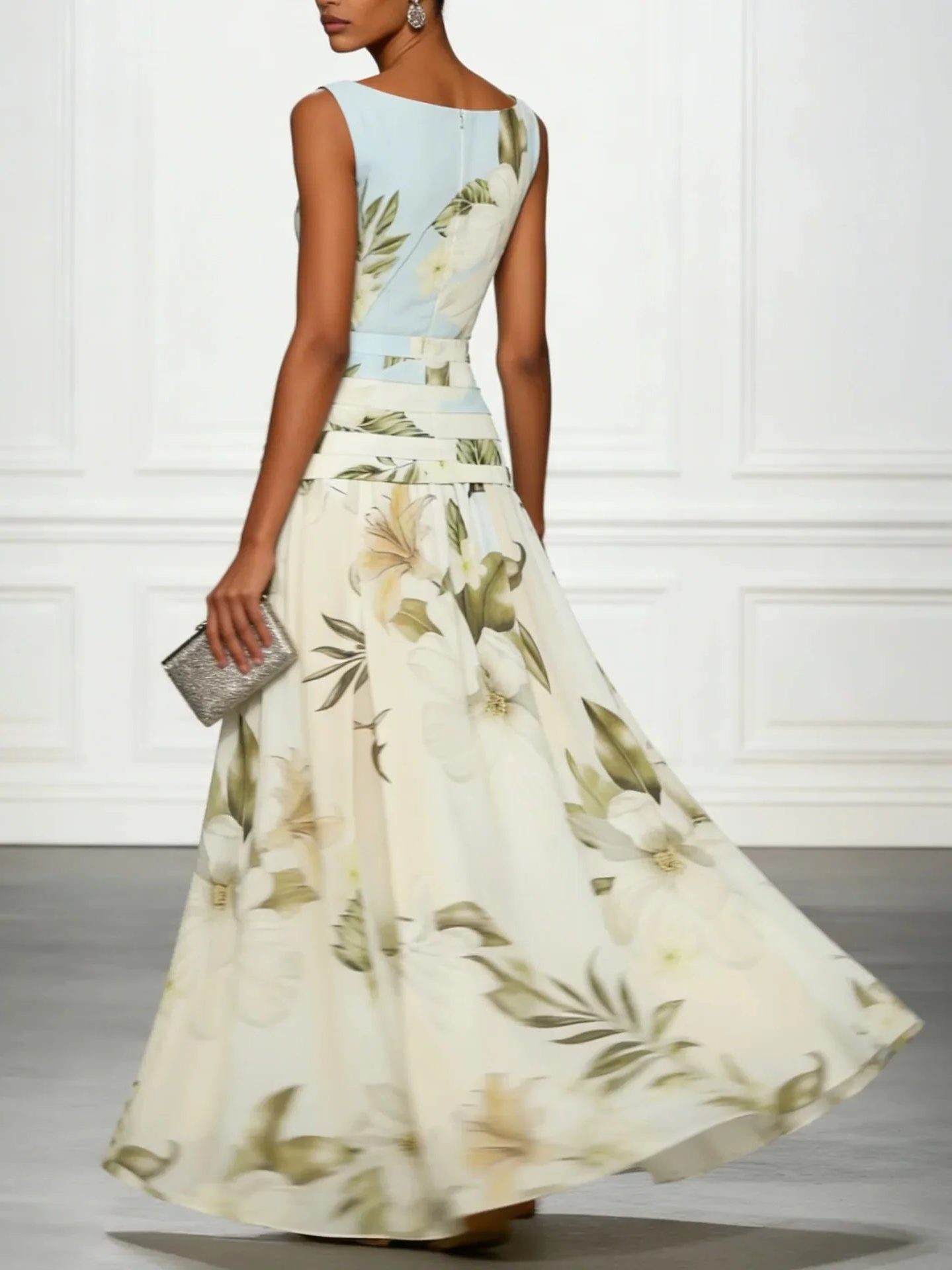 Belted Floral Maxi Dress for Women - View 4