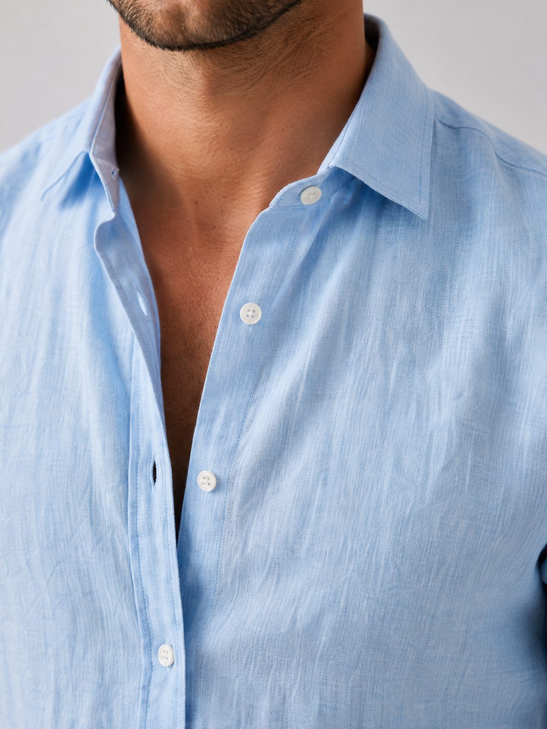 Linen Look Relaxed Fit Button-Up Shirt for Men - View 3