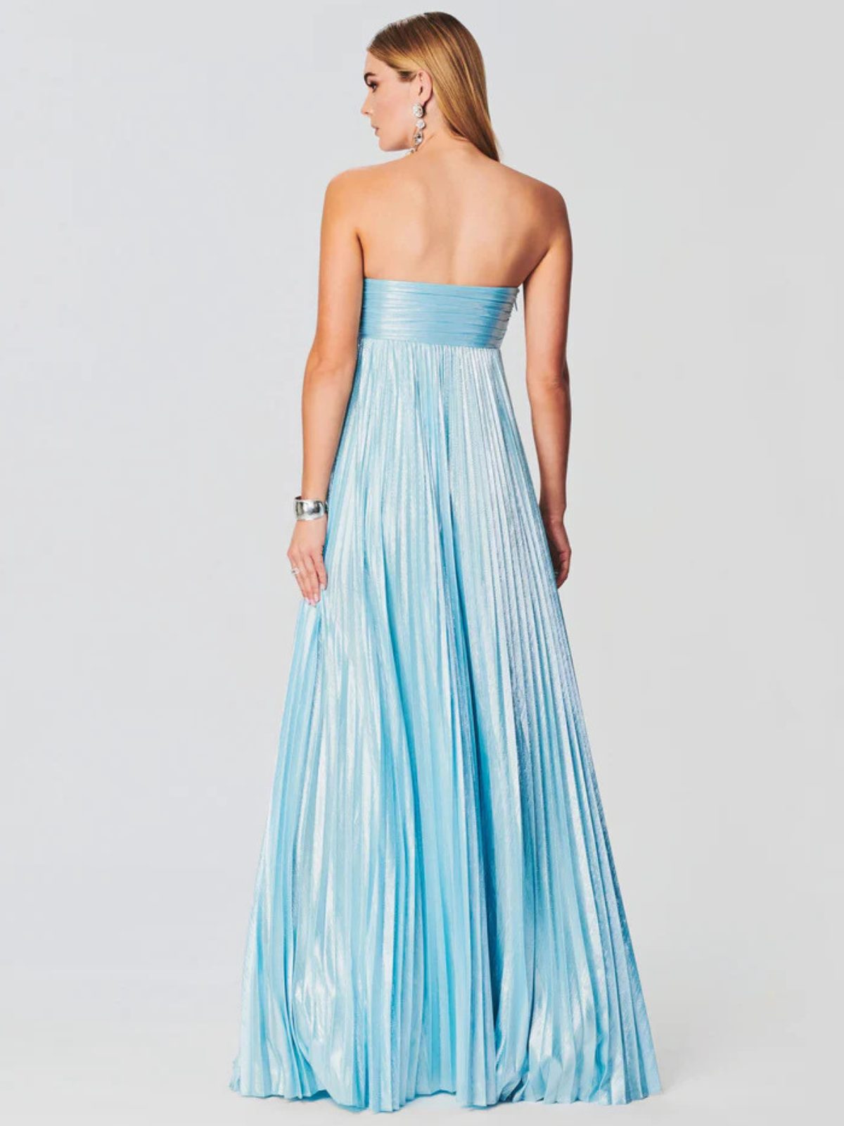 Strapless Wedding Guest Maxi Dress with Twisted Bodice and High Split for Women - View 17