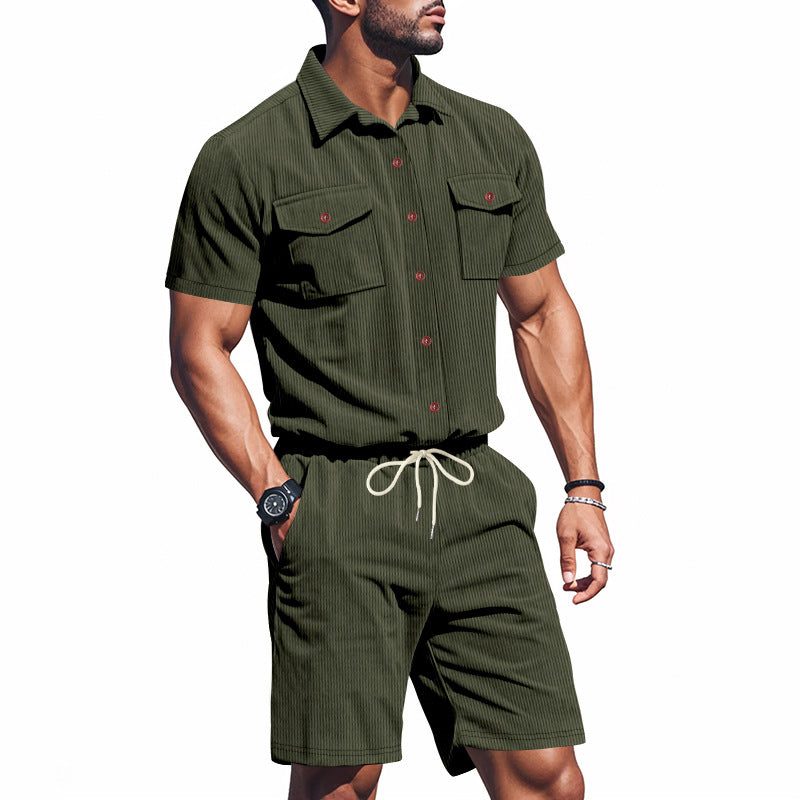 Short Sleeve Shirt and Shorts Set for Men - View 9