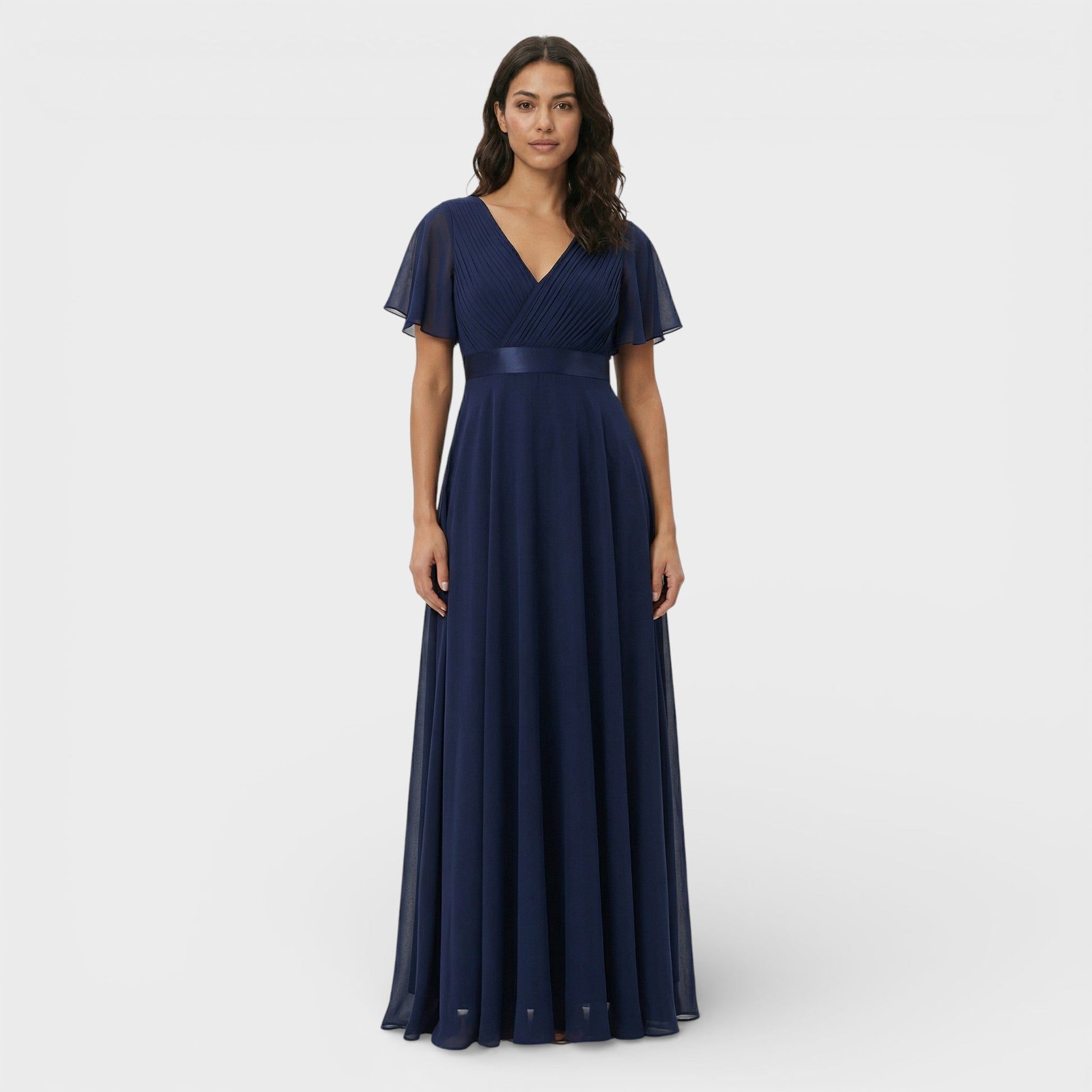 V-Neck Pleated Wedding Guest Maxi Dress for Women - View 6