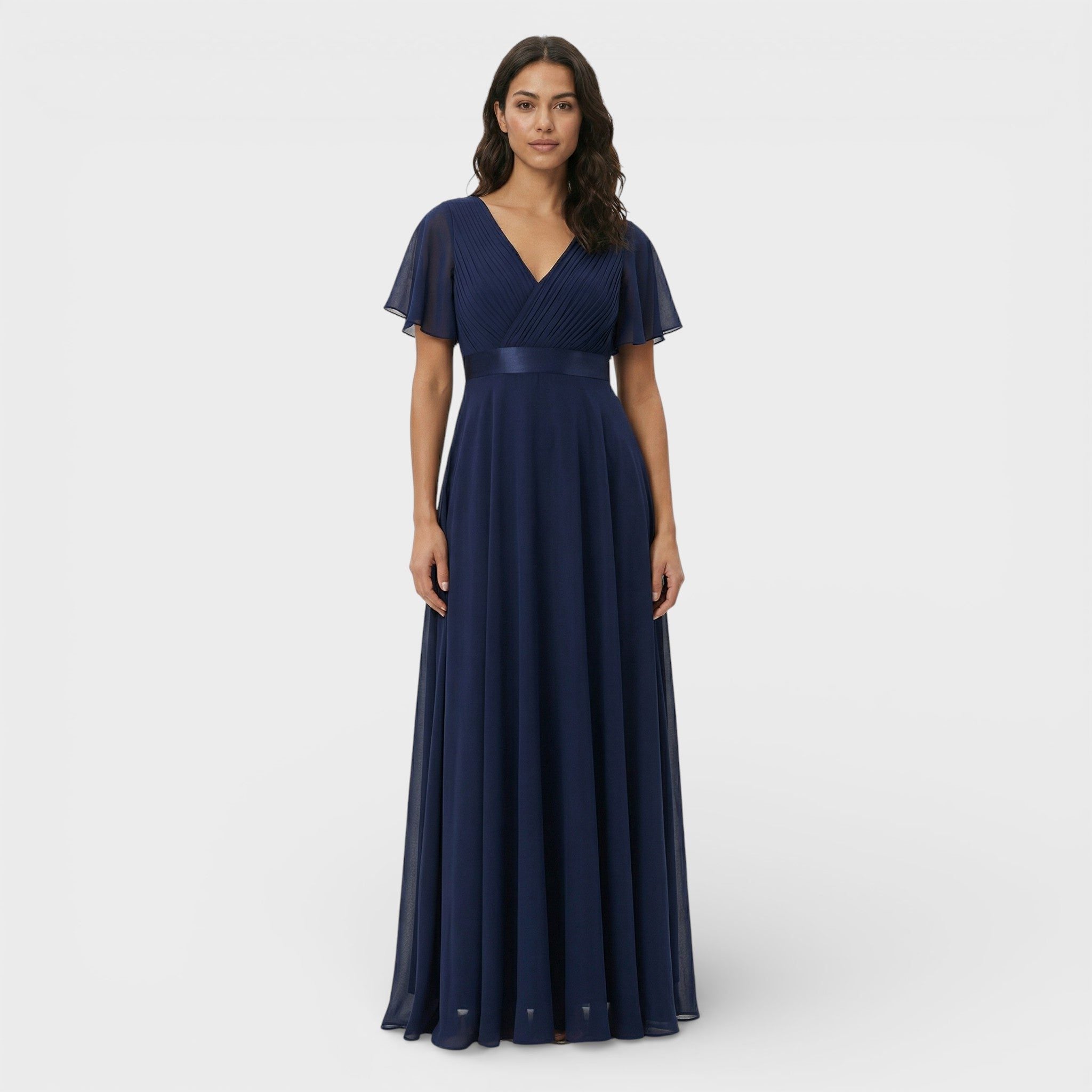 V-Neck Pleated Wedding Guest Maxi Dress for Women - View 6