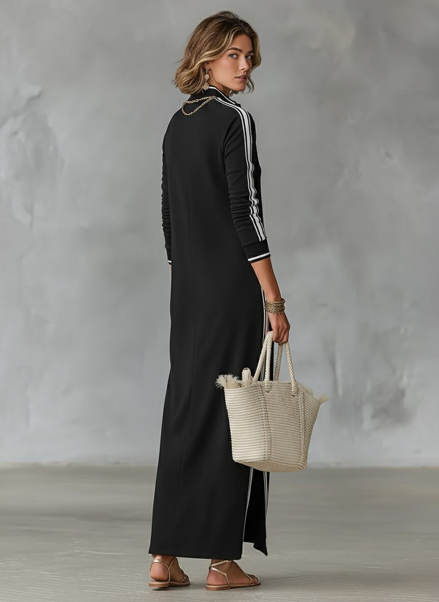 Collar Stand Maxi Shirt Dress for Women
