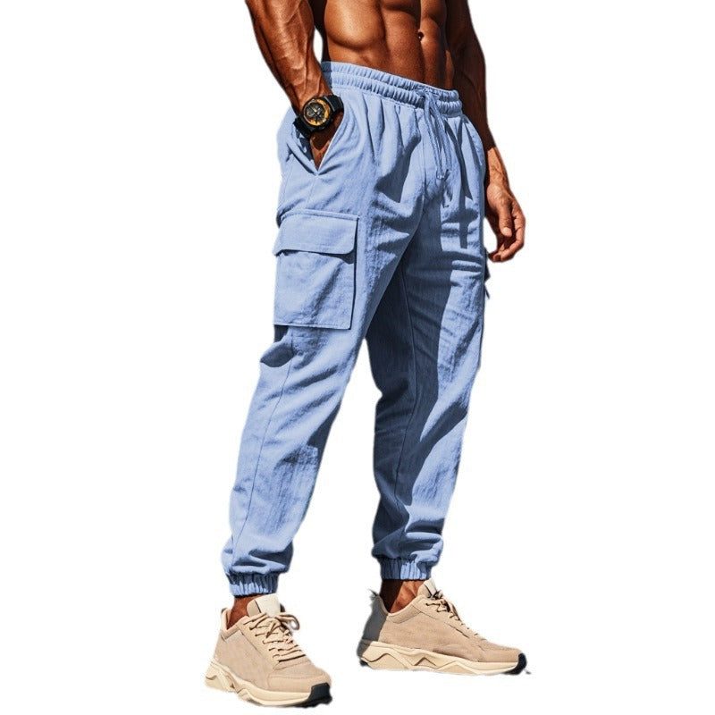 Linen Cargo Jogger Trousers for Men - View 5