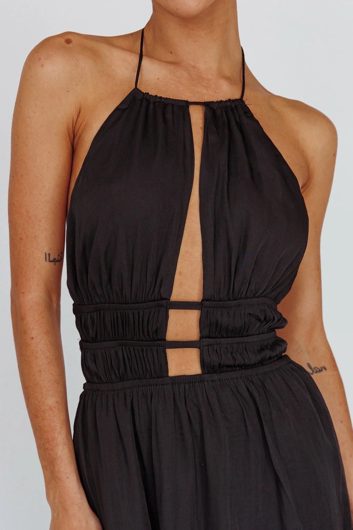 Halter Neck Cut-Out Wedding Guest Maxi Dress for Women - View 11