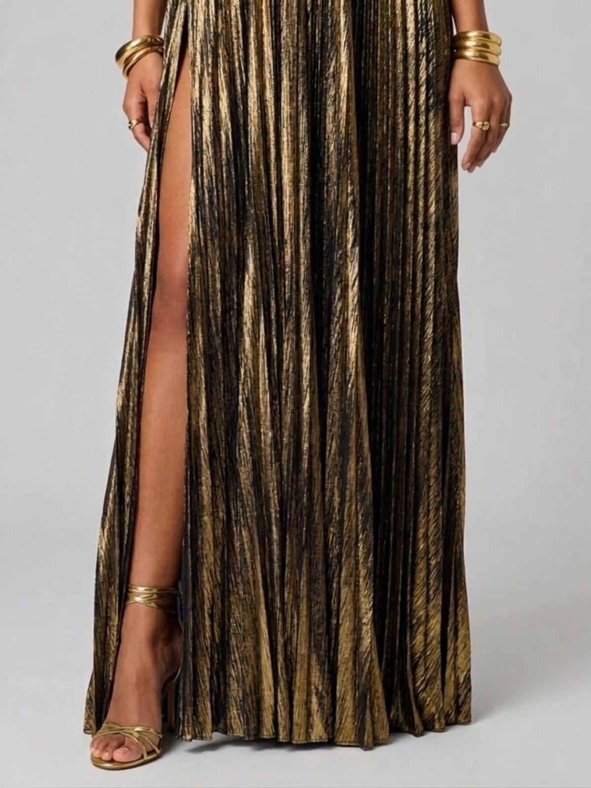 Strapless Wedding Guest Maxi Dress with Twisted Bodice and High Split for Women - View 10