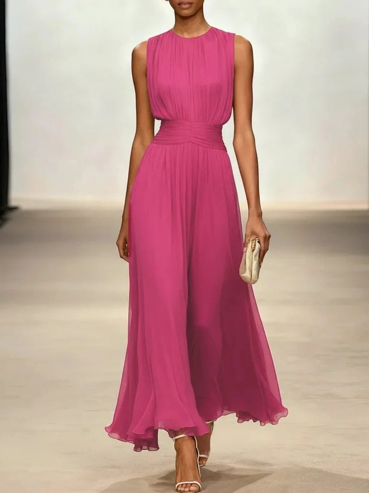 Sleeveless Maxi Dress for Women - Red