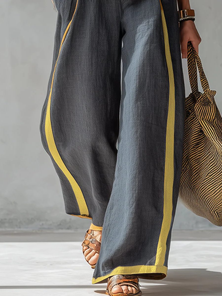 Sleeveless Wide Leg Linen Set for Women - View 3