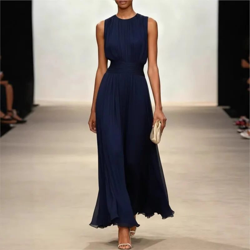Sleeveless Maxi Dress for Women - Navy Blue