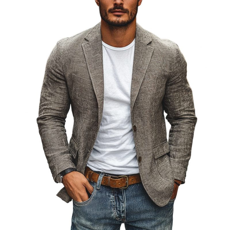 Single-Breasted Linen Blazer for Men