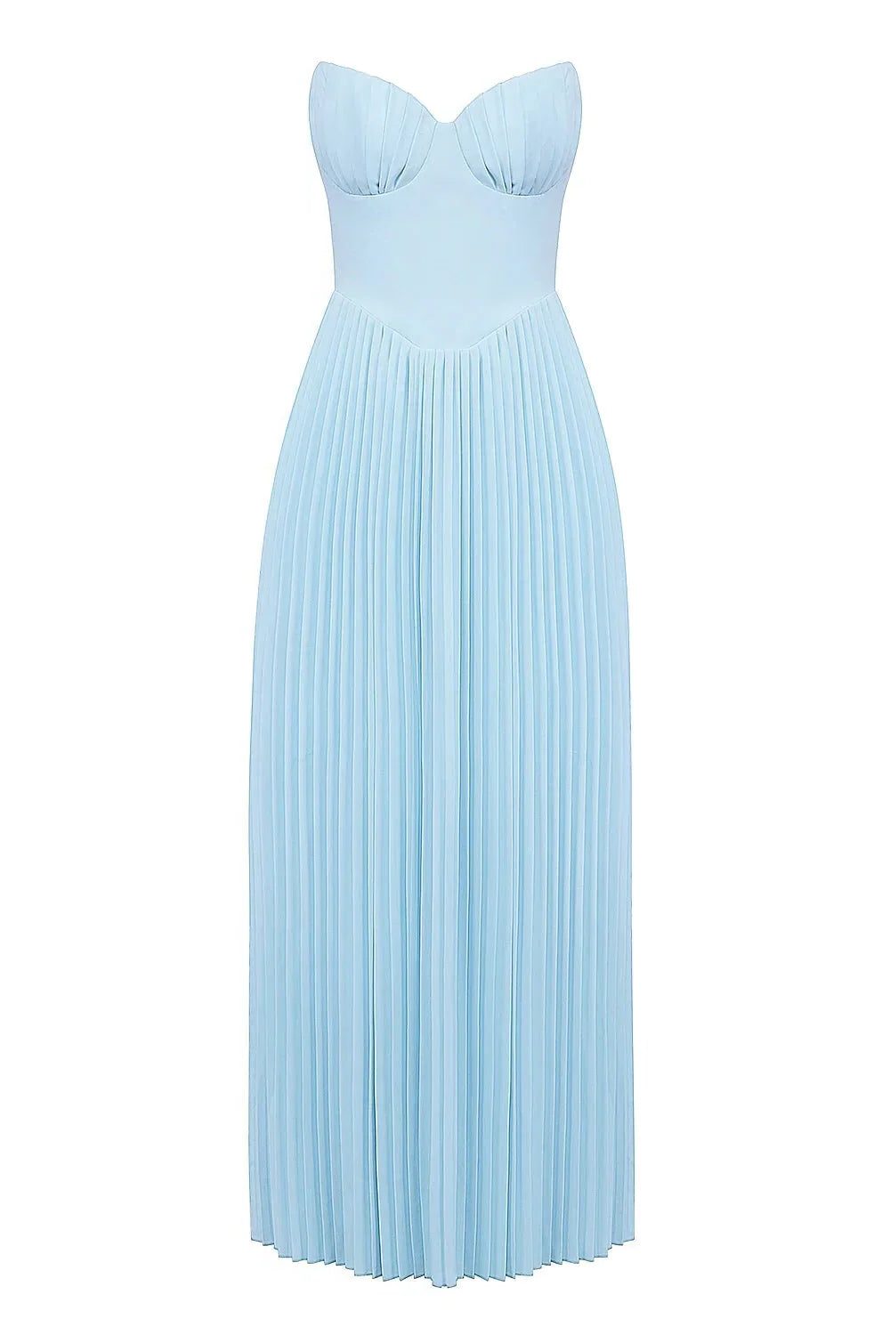 Pleated Strapless Wedding Guest Maxi Dress for Women - View 5