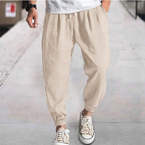 Linen Cargo Tapered Trousers for Men - View 3