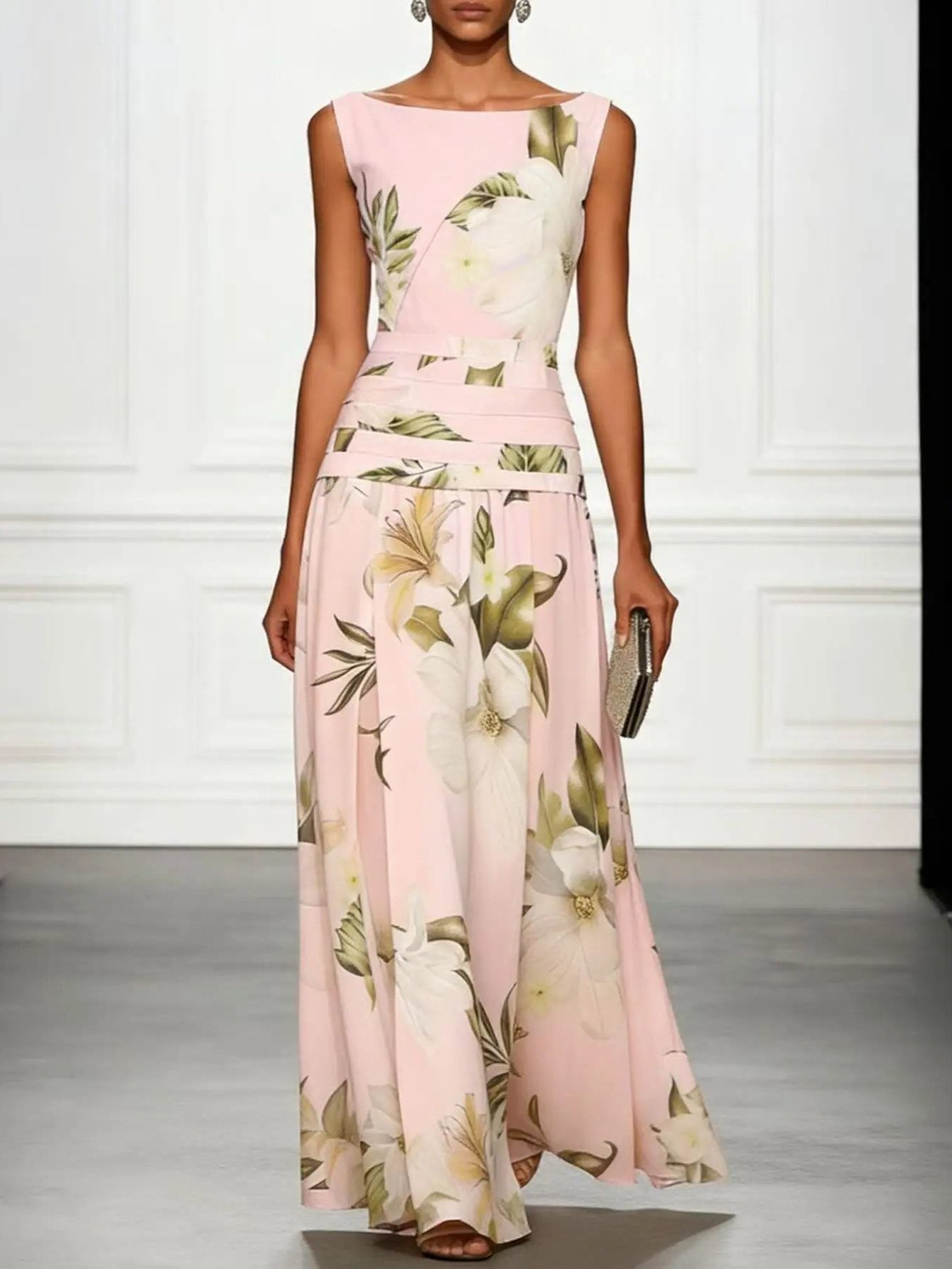 Belted Floral Maxi Dress for Women