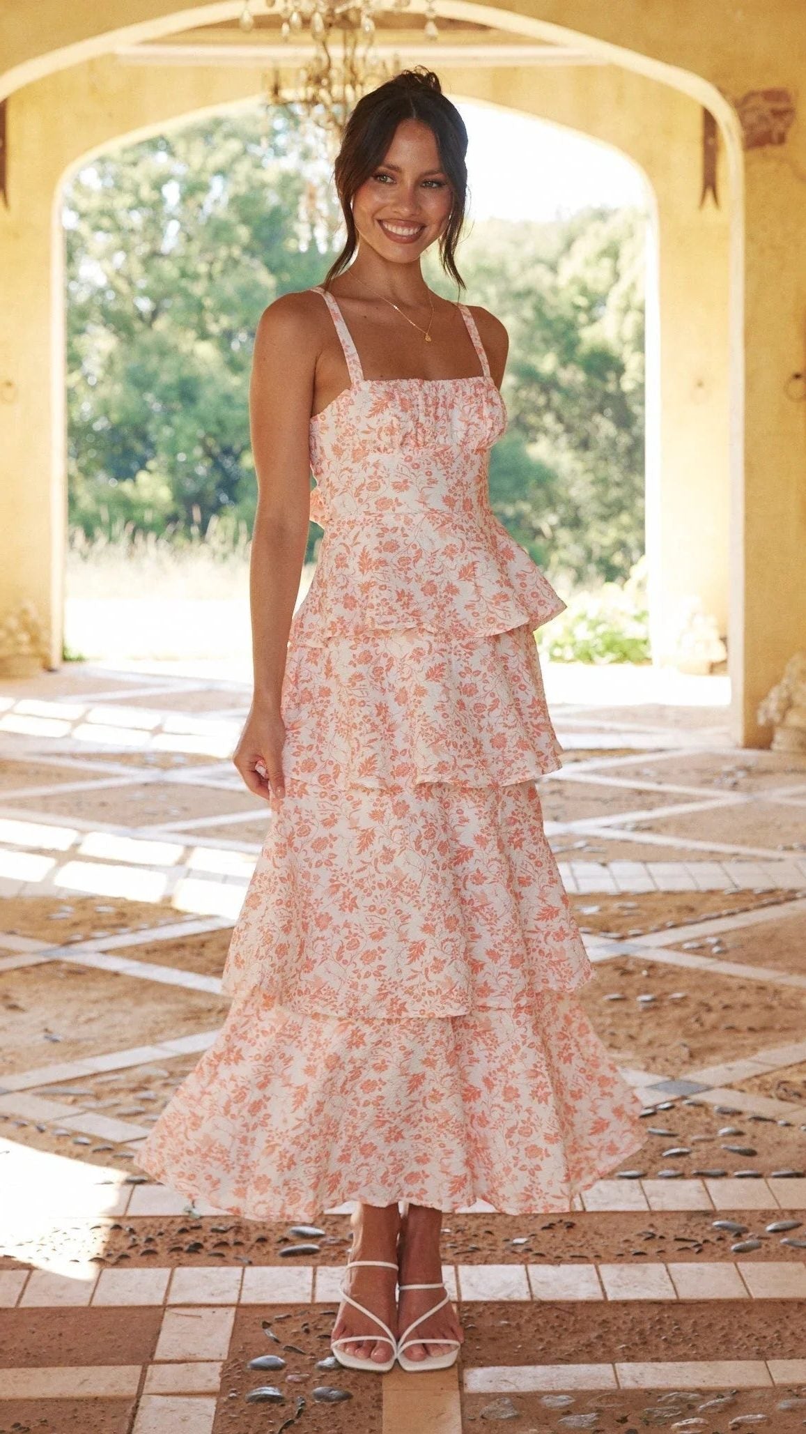 Tiered Floral Wedding Guest Maxi Dress for Women - View 12