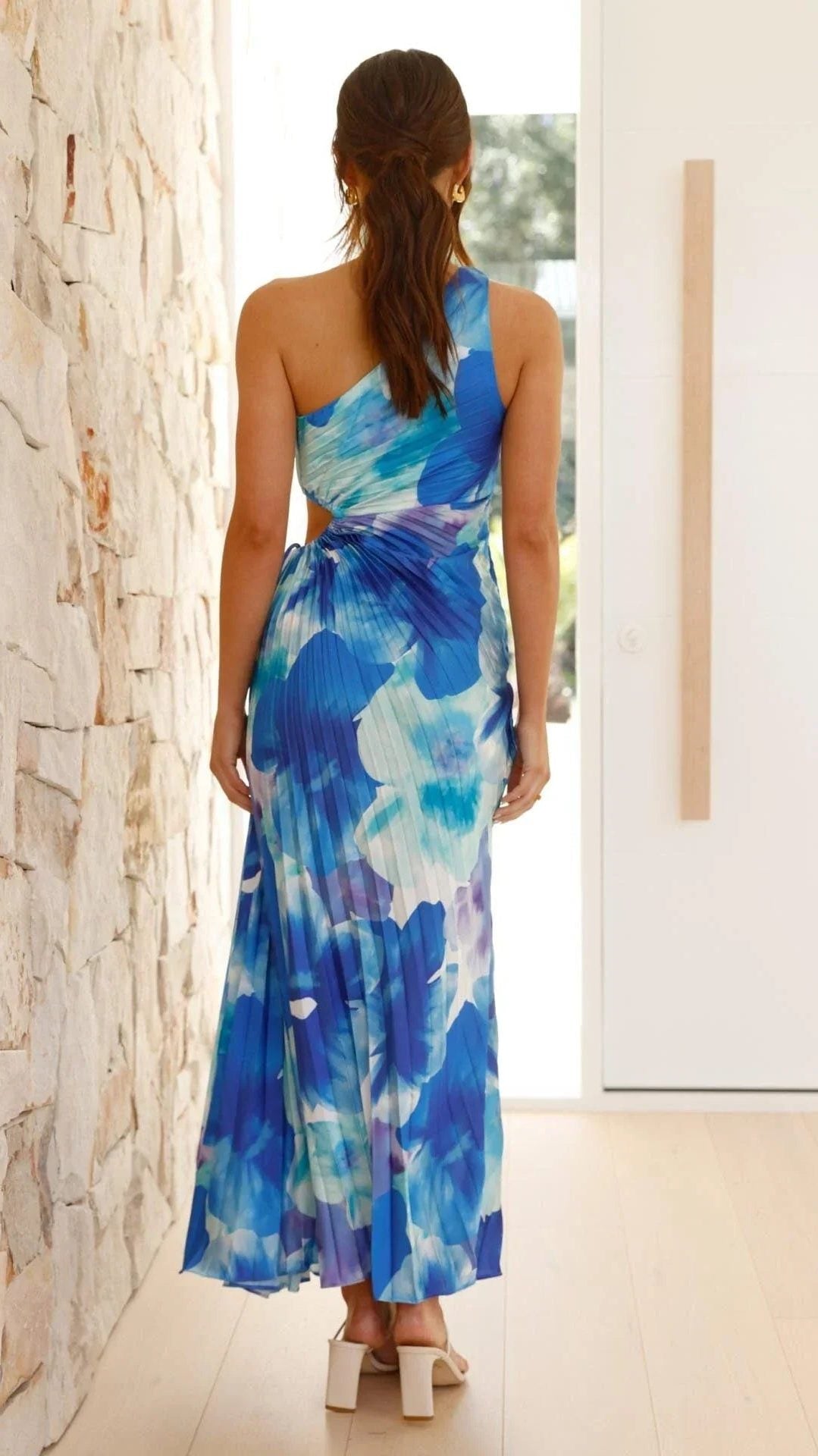 One-Shoulder Floral Wedding Guest Maxi Dress for Women - View 7