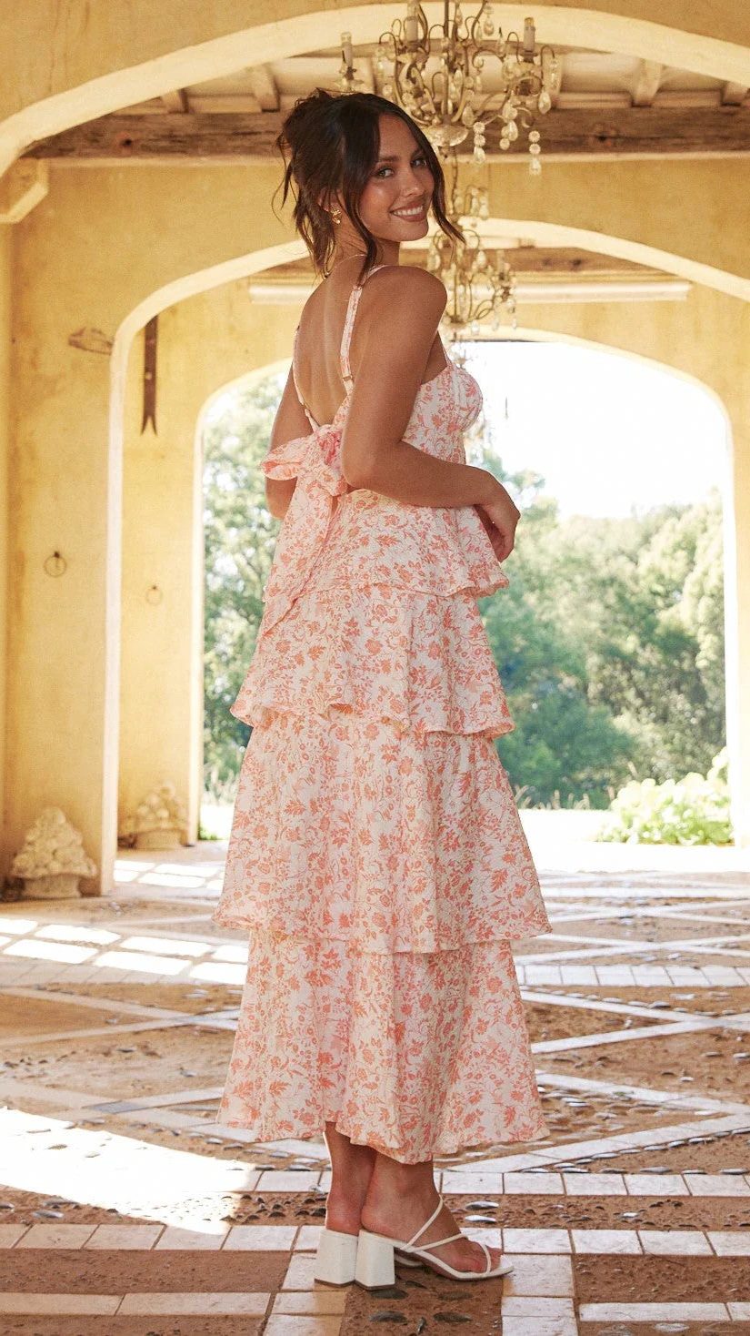 Tiered Floral Wedding Guest Maxi Dress for Women - View 8