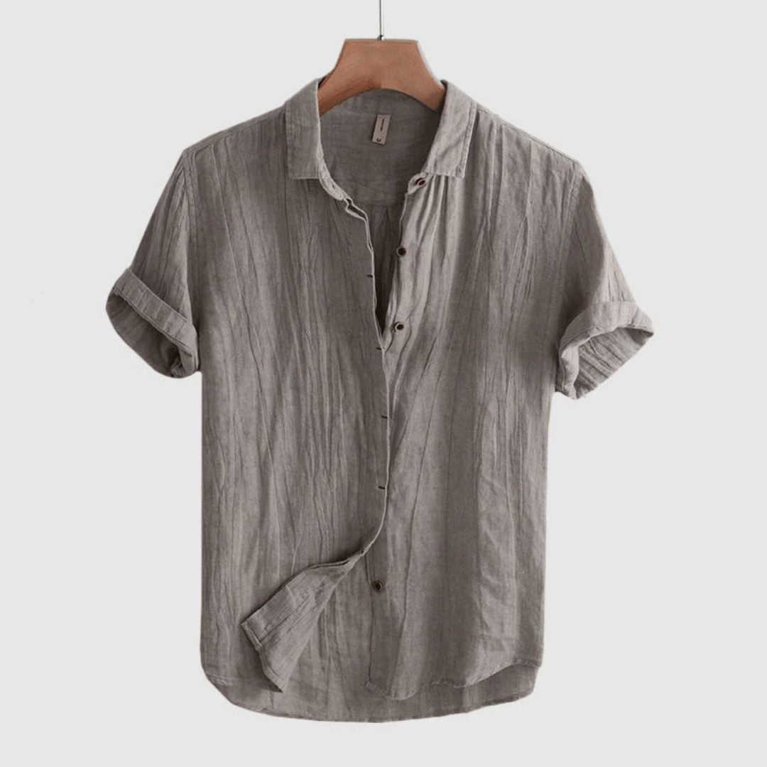 Linen Short Sleeve Shirt for Men - Grey