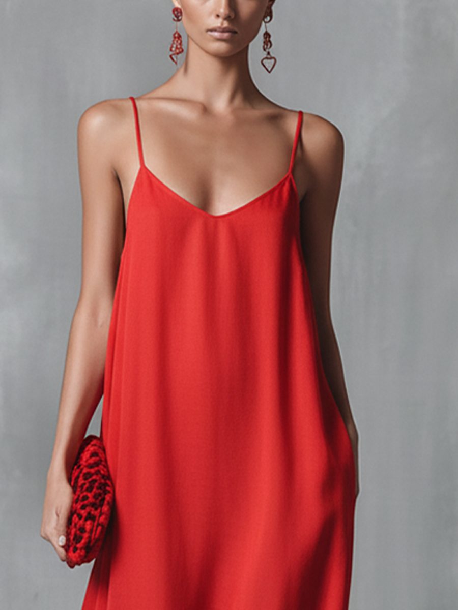 V-Neck Spaghetti Strap Maxi Dress for Women - View 3