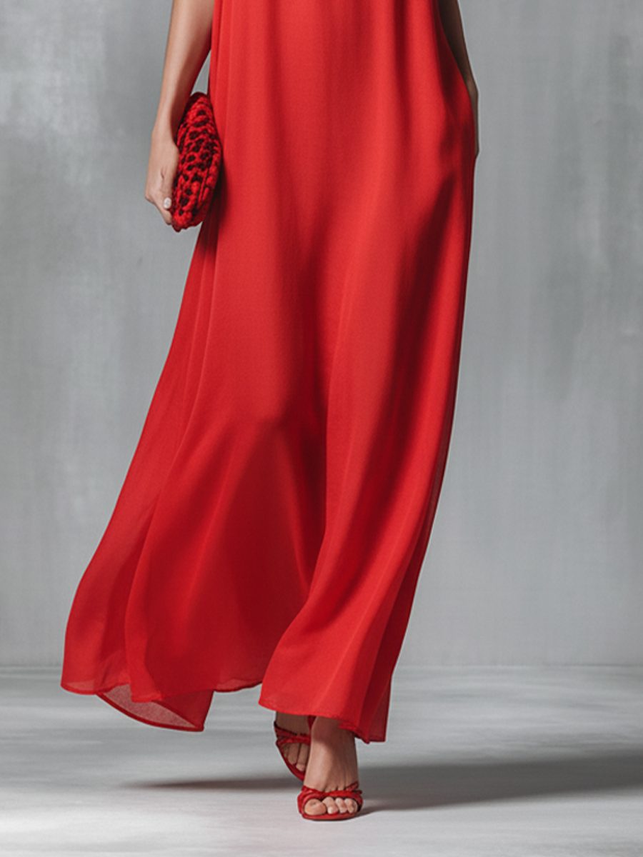 V-Neck Spaghetti Strap Maxi Dress for Women - View 4