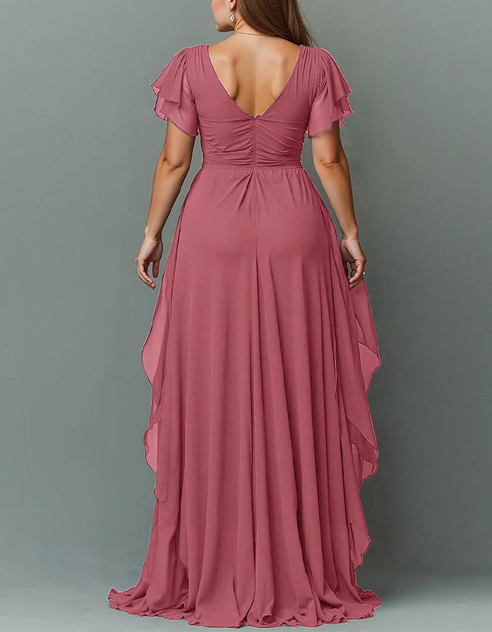 V-Neck Tiered Ruffle Wedding Guest Maxi Dress for Women - View 4