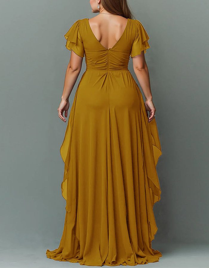 V-Neck Tiered Ruffle Wedding Guest Maxi Dress for Women - View 6