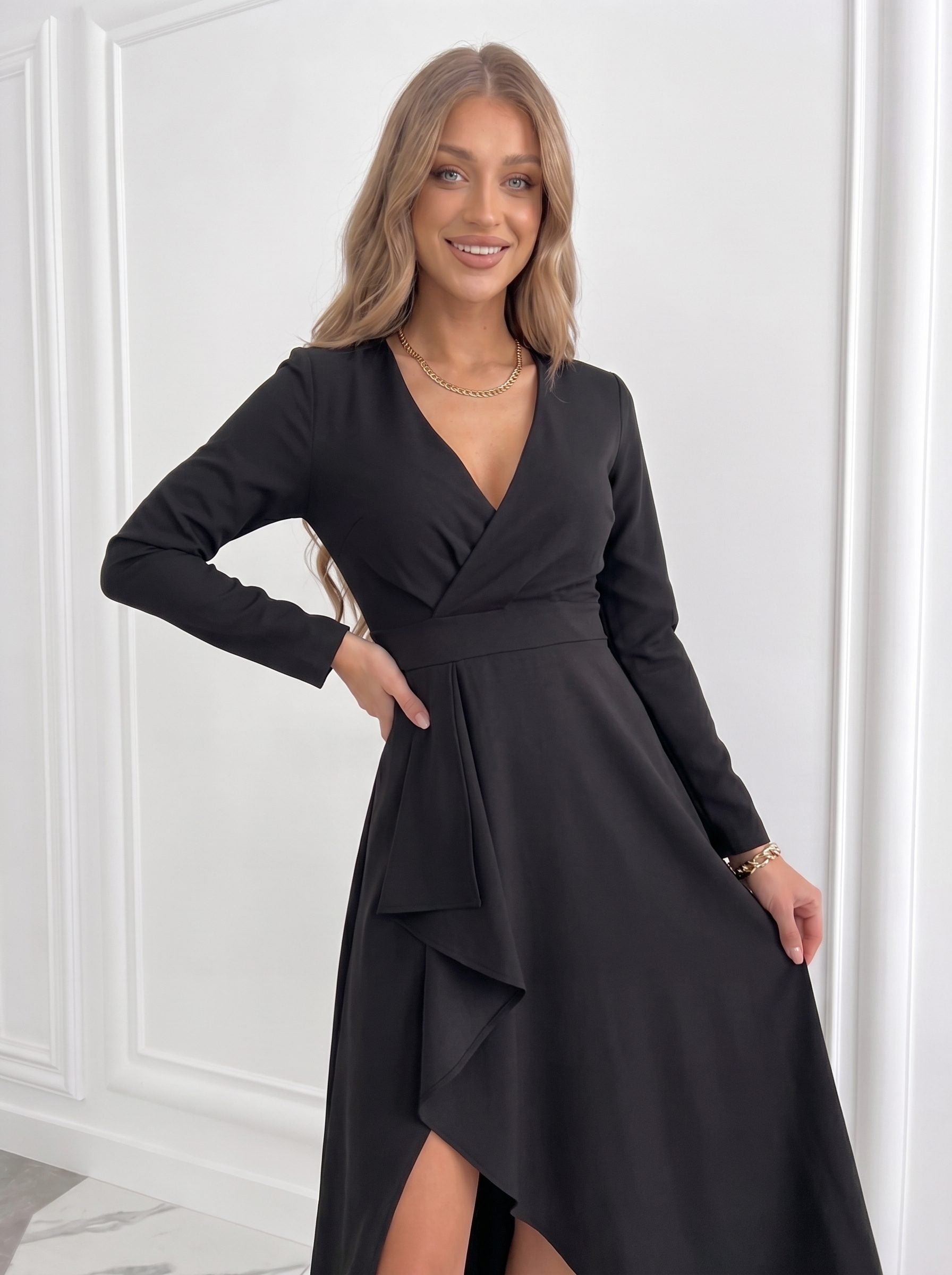 V-Neck Wrap Midi Dress for Women - View 10